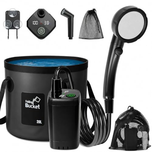 Zurligi 5 Gallon Portable Camping Shower 7800mAh Rechargeable Shower Pump