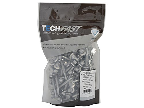 TechFast Heavy Duty Sheet to Steel Roofing Screws, Multi-coloured, 5.5 x 51mm - Image 2