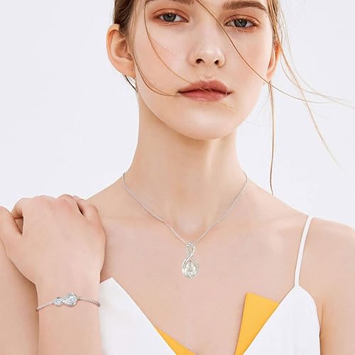ZOEXUE Infinity Cremation Jewelry Bracelet for Ashes: 925 Sterling Silver Teardrop Urn Bracelets for Women - Family Tree Memorial Ashes Bracelet Keepsake Gifts for Loss of a Loved One2