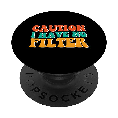 Precaución no tengo filtro No Make Up Trendy Retro PopSockets PopGrip Intercambiable