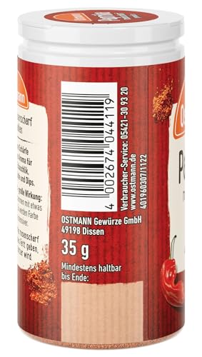 Ostmann Gewürze -Paprika rosenscharf | Schärfe für Gulasch, Suppen und Eintöpfe | 35 g in der Streudose