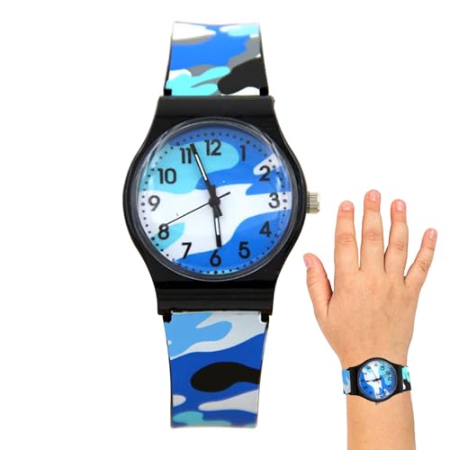 Childrens Quartz Watch、子供アナログウォッチ,防水カモフラージュキッドクォーツリストウォッチ - 楽しい学習時の時計、学生向けの教育ツール