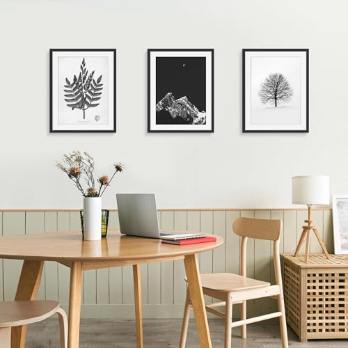 Picrit 14x18 Picture Frame 3 Pack, Black Poster Frame, Display Poster 12 x 16 with Mat or 14 x 18 without Mat for Horizontal or Vertical Wall Mounting