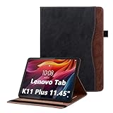 Lenovo Tab K11 Plus ケース スタンディング機能 オートスリープ機 レノボ タブ K11 プラス ケース ビジネススタイル 柔らかいTPU 超軽量 耐衝撃 カードスロットと現金収納機能 防塵 Lenovo Tab K11 plus タブレットケース レノボ Tab K11 Plus ケース TOO&SOO 11.45 インチ - 黒
