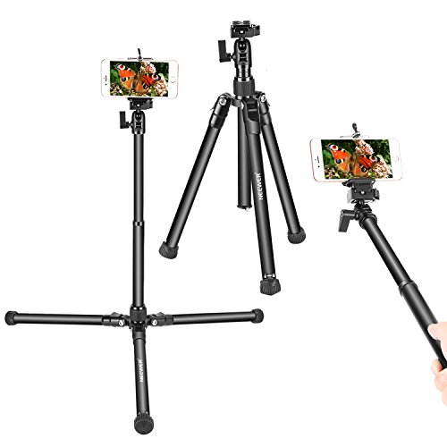 Neewer Portable Camera Tripod Extendable Selfie Stick with 1/4-inch Screw Ball Head, Aluminum Alloy, 60 inches/151 Centimeters Adjustable for DSLR Cameras Cellphones, Black (Phone Clip Not Included)