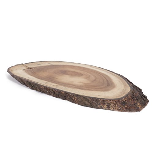Image for brightmaison Hand-Crafted Long Sustainable Real Acacia Wood Cheese Serving and Cutting Board Charcuterie Tray with Bark… (Set of 1)
