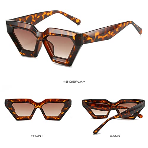 EQNSMDTGZ Damskie okulary przeciwsłoneczne spersonalizowane okulary przeciwsłoneczne z grubą ramą w stylu vintage, Leopard, Taglia unica