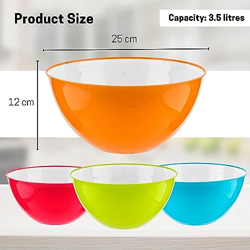 HOMESHOPA Large Salad Bowl Set of 2 Blue 25cm, Unbreakable & Lightweight Reusable Plastic Serving Bowls, Microwave - Image 2