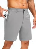 Nakvoc Men's Golf Dress Shorts 7' Stretch Casual Work Flat Front Shorts for Men Lightweight with 4 Pockets Quick Dry(Light Grey XL)