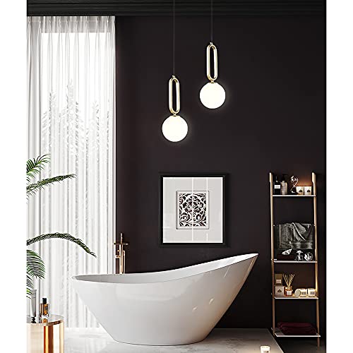 Lámpara colgante de vidrio globe de 1 luces dorada para techo de baño y cocina 4