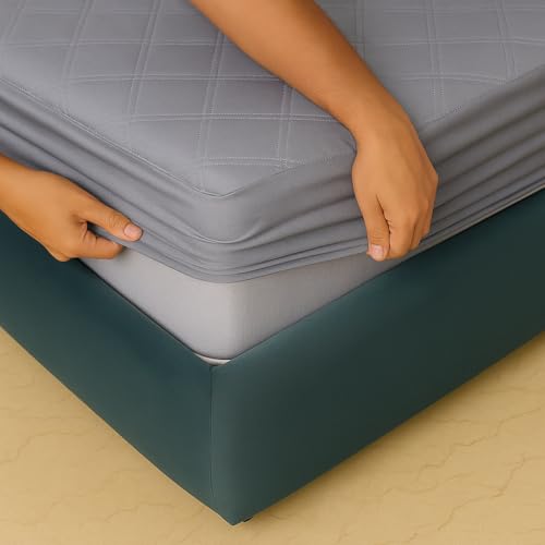 Image of TAG 24 Waterproof Cotton Quilted Mattress Protector Breathable Hypoallergenic Noiseless Ultra Soft Fitted Bed Cover 72x72 inch (72x72 inch | 6x6 ft, Grey)