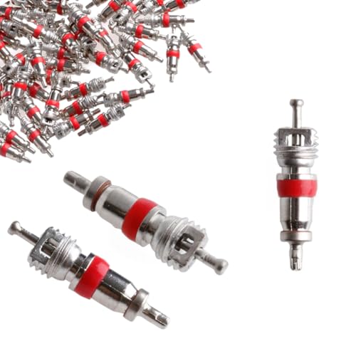 100PCS Premium Tyre Tire Valve Cores Nickel Plated Valve Stem Core Part Replacement Universal Tire Valve Stem Core for Most Automotive RV ATV & Air Conditioning Motorcycles and Bicycles
