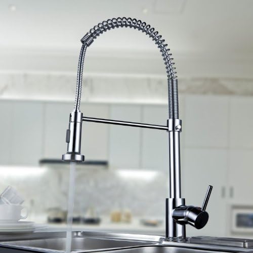 VINES (TM) Contemporary Kitchen Sink Faucet Single Handle Pull Down Pre-Rinse Spring with Swivel Spouts Chrome
