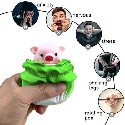 Miniatura 5 de 3 juguetes de cerdo para apretar con repollo, lindos animales, para aliviar el estrés, cerdo, vegetales, juguetes para la ansiedad para niños y