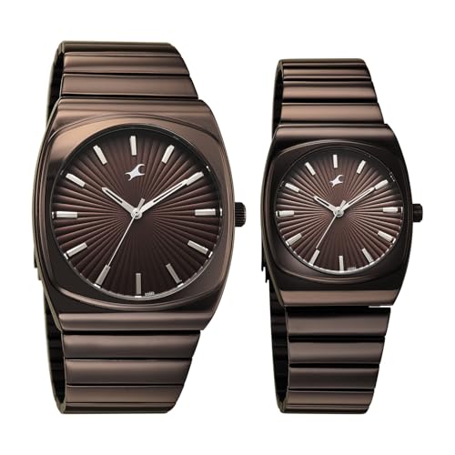 Image of Fastrack Mixmatched 5.0 Quartz Analog with Brown Dial Brown Stainless Steel Strap Watch for Couple - 3819268060QM03