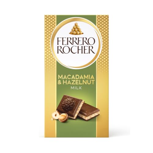 Image of FERRERO ROCHER MACADAMIA & HAZELNUT MILK CHOCOLATE BAR 90G