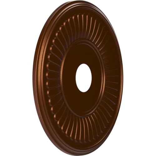 Image of Ekena Millwork CMP19BECDC Berkshire Thermoformed PVC Ceiling Medallion (Fits Canopies up to 8 3 /8 inch), 19 inchOD x 3 1 /2 inchID x 1 inchP, Metallic Dark Copper