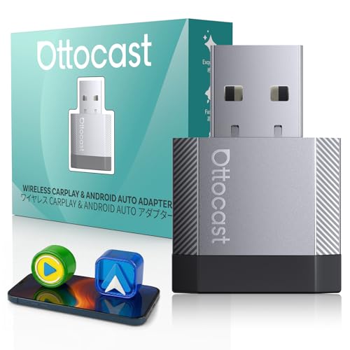 OTTOCAST 2 in 1 Wireless CarPlay e Android Auto Adattatore, Mini Nova 2026 Adapter Senza Fili Ultra-Compatto, Supporta ChatGPT Gemini (iOS 26.3+), Plug & Play per Auto con CarPlay/Android Auto Cablato
