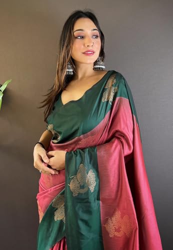Image of SGF11- Women's Kanjivaram Woven Soft Silk Saree With Blouse Piece