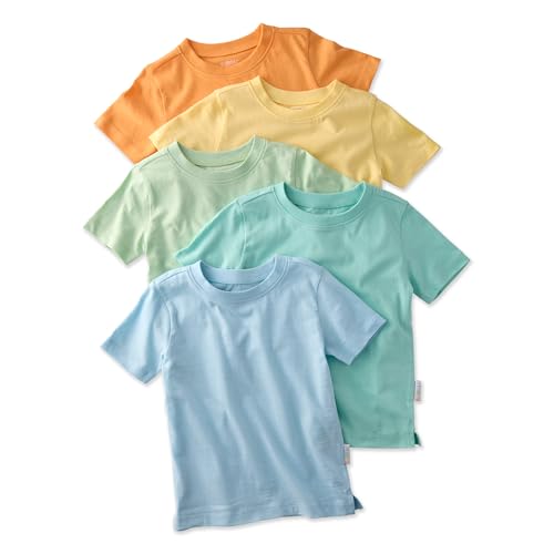 Image of Butterblu Taylor 5-Pack Short Sleeve T-Shirts 100% Organic Cotton | GOTS Certified Organic Cotton for Baby, Toddler Girls, Boys, Unisex, Made to Match Layering Solid Colors
