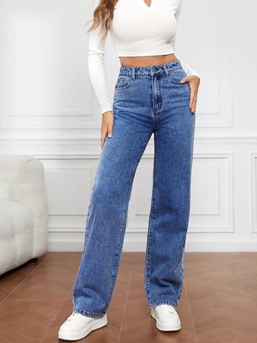 Katutude Women's Jeans Straight Leg Jeans High Waisted Denim Casual Pants 2024 Trendy Jeans Trousers4