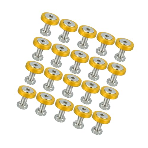 PARSLUCK 20 Pcs Car Motorcycle Gold Tone M6 Fender Bumper Washer Bolt Nuts Kit Aluminum Alloy Engine Bay Fastener Stable
