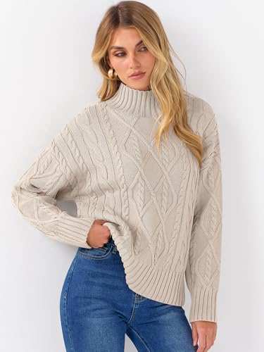ANRABESS Sweaters for Women Oversized Long Sleeve Turtleneck Cable Knit Casual Loose Pullover Tops 2025 Fall Trendy Outfits2
