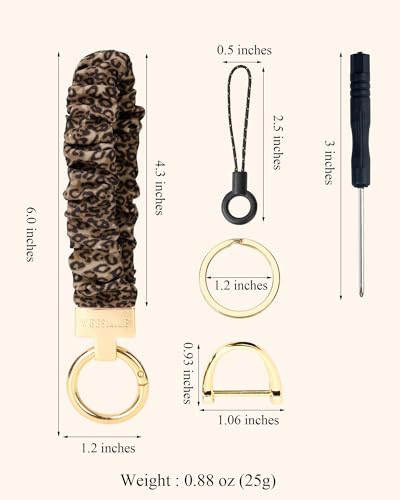 Image of WEESMILE Scrunchie Keychain Wristlet for Car Key Chain with D Key Ring