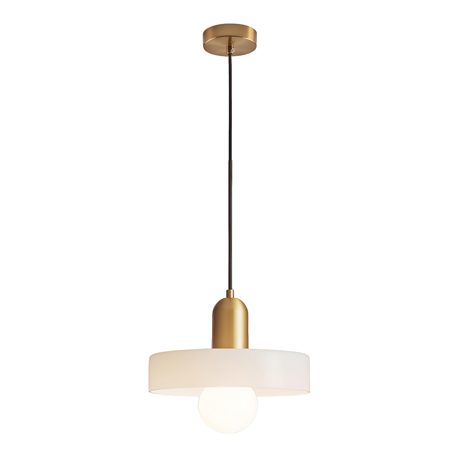 EKSED Lámpara Colgante Vintage de Vidrio con Base E27, Lámpara de Techo Ajustable, Ideal para Sala de Estar, Dormitorio, Cocina (Blanco, 35cm)