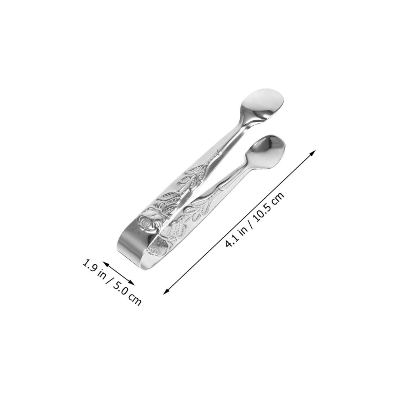 CONGARTENO 4-piece Stainless Steel Rose Pattern Ice Cube Sugar Cube Tongs Mini Mini Tongs for Tea Party Candy Bar Breakfast Home Party