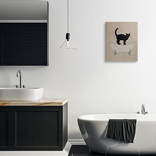 Image of Black Cat Claw Foot Bathtub, 16 x 20 Inch Canvas Wall Art