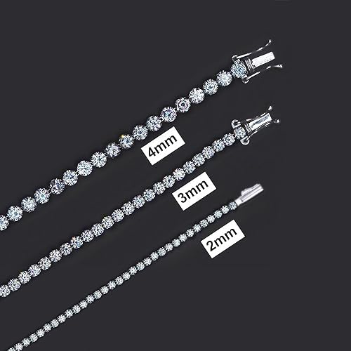 SAVEARTH DIAMONDS Round Lab Created Moissanite 2MM to 6MM Width Tennis Chain Necklace For Men Women In 14K Gold Plated 925 Sterling Silver, (VVS1 Clarity, 5.50 CT To 78.70 CT), 15" To 24"2