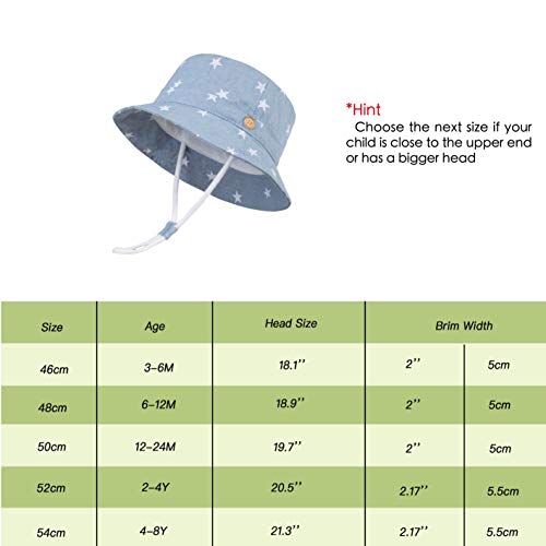 Image of LANGZHEN Sun Protection Hat for Kids Toddler Boys Girls Wide Brim Summer Play Hat Cotton Baby Bucket Hat with Chin Strap