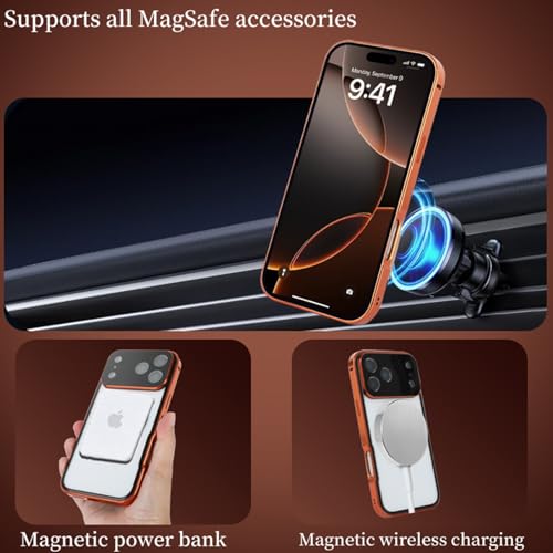 Coque iPhone 17 orange anti-chute avec dos aluminium et bumper