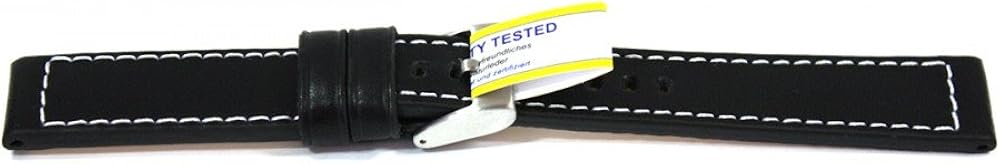 WCC de piel pulsera, reloj de pulsera piel de vacuno Vintage, curtido ecológico certificado, piel natural, 3352, color: negro; ancho: 20 mm