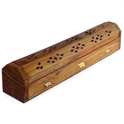Happie Shopping Handcrafted Sheesham Wood and Brass Agarbatti Holder (25 cm x 4.5 cm x 5.0 cm, Brown)(Rectangular) Cover
