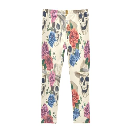 Toddler Girls Leggings Printed Yoga Pants Leggings Skulls with Floral for Kids2
