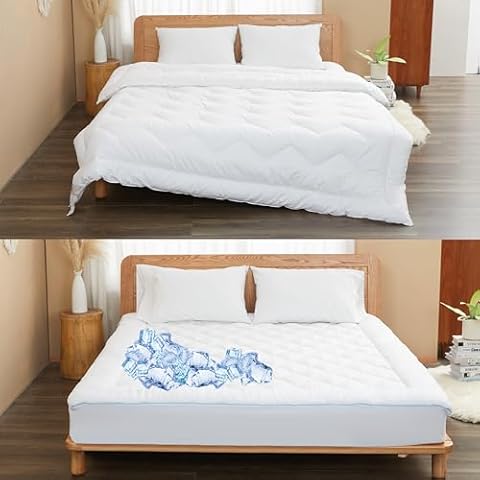 HOMTEC Full Duvet Insert + Cooling Mattress Pad Cover