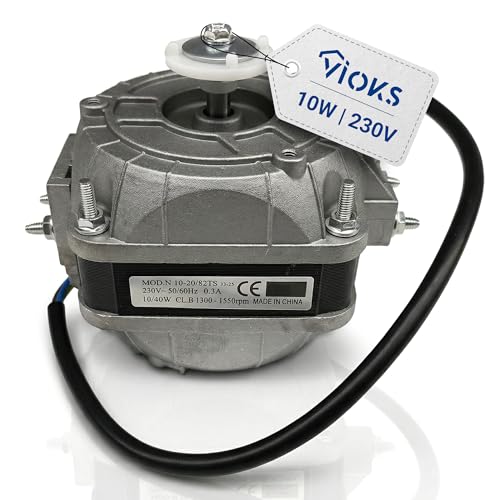 VIOKS Motor de ventilador universal para frigorífico, 10 W (10/40 W), 230 V, 50/60 Hz, 0,3 A, CLB, 1300 – 1550 rpm, motor de ventilador para frigorífico, motor de ventilador para muchos modelos de