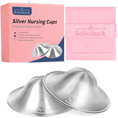 H8W8H - 999 Silver Nipple Shields for Breastfeeding,Silver Cups Breastfeeding for Nursing Newborn,Protect and Soothe Sore Nipples (Small)