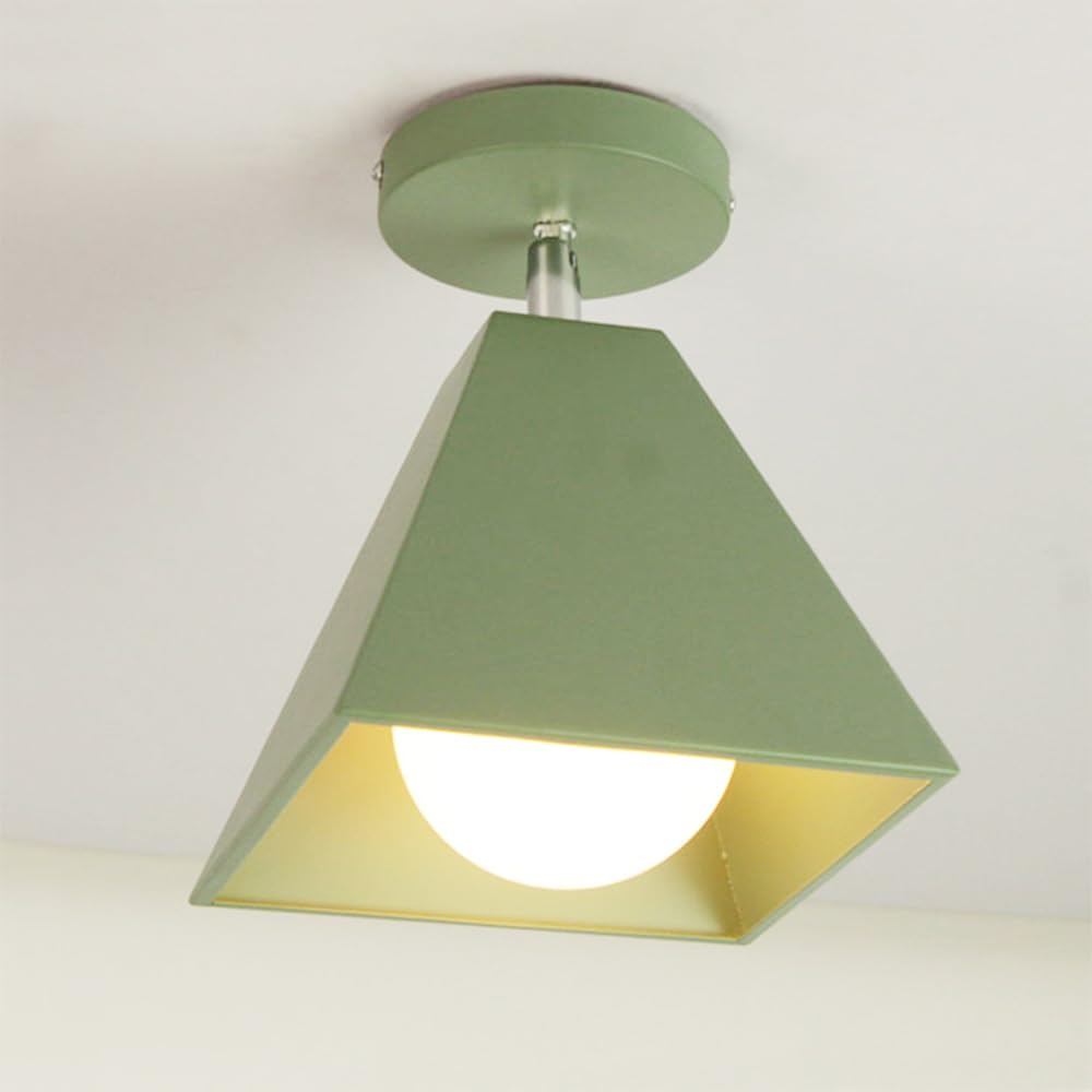 LYMSXAZOU Hallway Light, E27 Semi Flush Mount Chandelier, Modern Colored Metal Ceiling Light Fixtures, Kitchen Fixtures for Bedroom Garage Bathroom Balcony Corridor Stair Aisle Lamp(Color:Green)