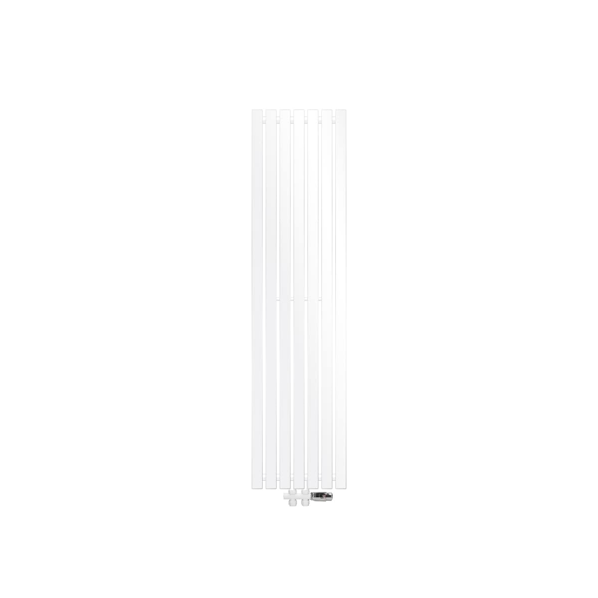 LuxeBath Radiatore da Bagno Stella Monostrato 370 x 1400 mm Termosifone Bianco con Attacco Centrale Set di Attacchi con Termostato Direttamente a Pavimento Calorifero Piatto Scaldasalviette
