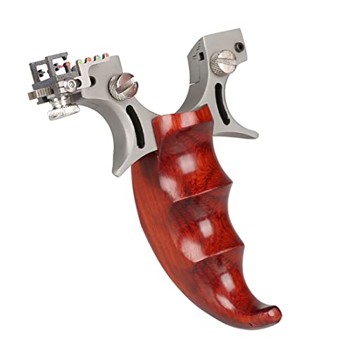 Hunting Slingshots with Sights Professional Metal Slingshot High Velocity Catapult Stainless Steel and Wooden Slingshot with Flat Rubber Bands Slingshots for Adults