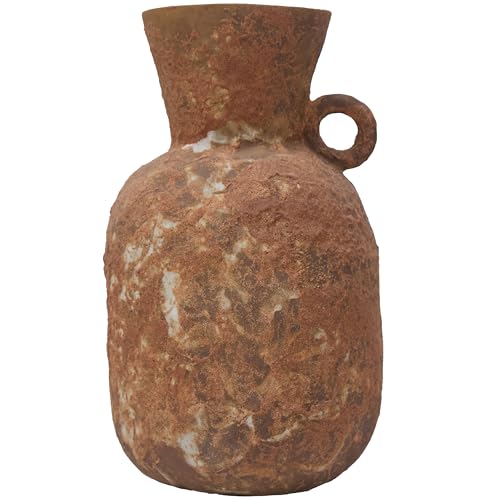 7IN Rustic Farmhouse Ceramic Vase Home Decor,Handmade Vintage Stoneware Clay