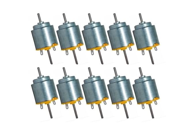 SP Electron Dual Shaft DC Motor Mini Electric Motor Carbon Brush High Speed Torque Electric Toy Cars Engine Motor Kit, for DIY Fan Toys Cars Models (Pack of 10)-image-24