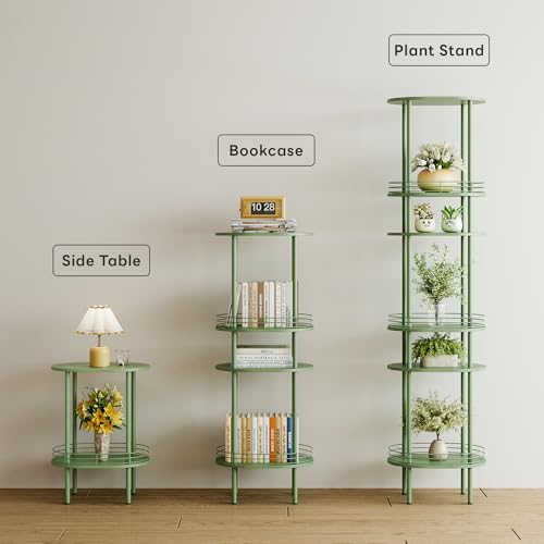 Image of Small Modern Oval Side Table with Storage,2-Tier Side Tables Living Room,Sturdy Nightstand for Small Space - Living Room, Bedroom, Bathroom, Nursery (1PC,Green)