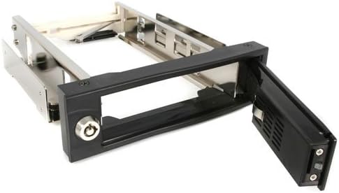 StarTech.com 5.25in Trayless Hot Swap Mobile Rack for 3.5in Hard Drive - Internal SATA Backplane Enclosure - Lockable drive bay (HSB100SATBK) Black
