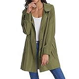 [page_title]-OSYARD Windjacke Leichte Regenjacke Wintermantel Übergangsmantel Einfarbig Lang Strickmantel Damen, Frauen Herbst Langarm Strickjacke Knopf Jacke mit Kapuze Mantel Windmantel Windbreaker