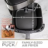 Wolfgang Puck 9.7QT Stainless Steel Air Fryer, Large Single Basket Design, Simple Dial Controls, Nonstick Interior, Includes Cooking Guide & Recipes