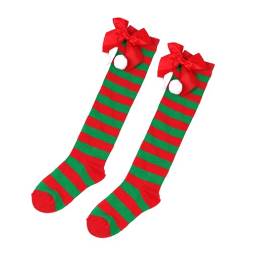 Baby Girls Knee High Socks Soft Knit Ribbed Uniform Princess Bow Stockings Dress Socks for Christmas,New Year3